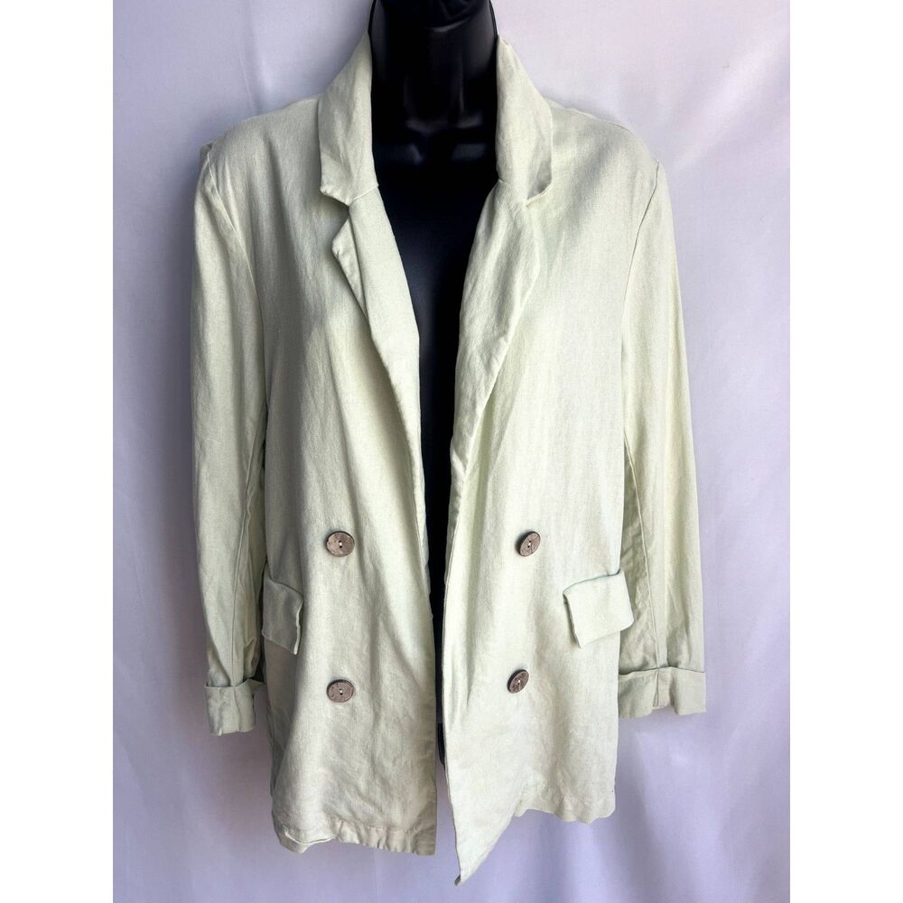 Stitch + Feather Linen Sage Green Blazer Size M Essential Formal Lagenlook